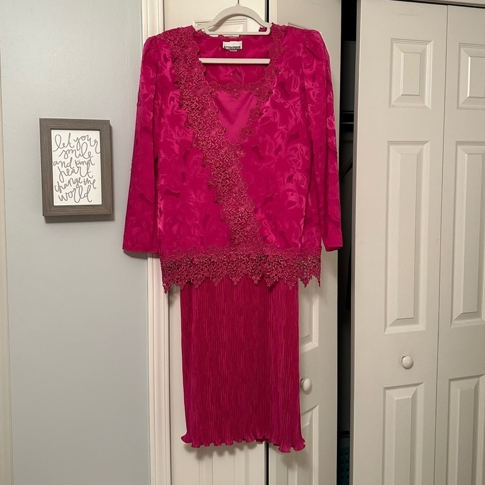 Vintage After Dark Pink Slip Dress and Jacket